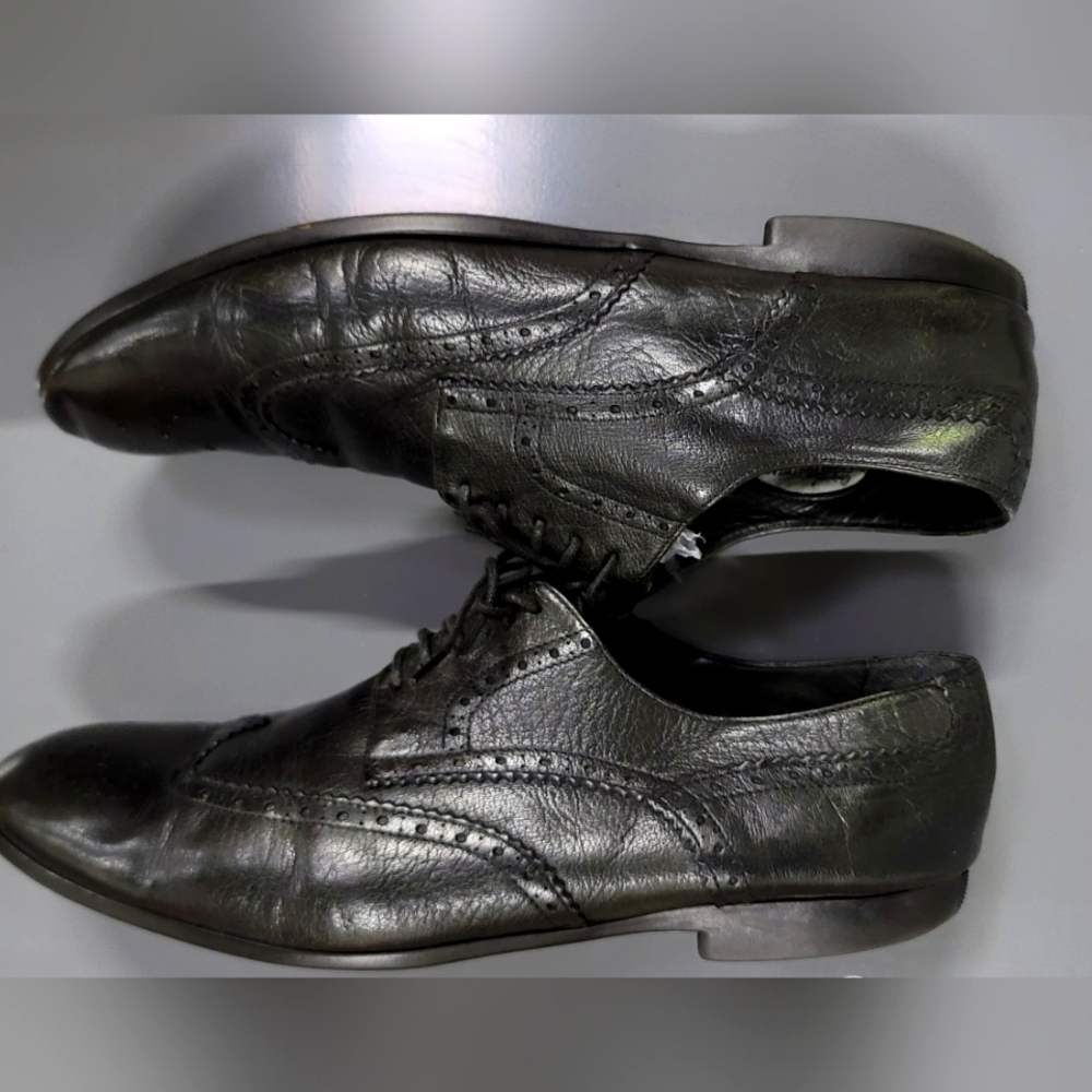 Paul Smith authentic black leather modern cap toe oxfords dress shoes 42 US 8